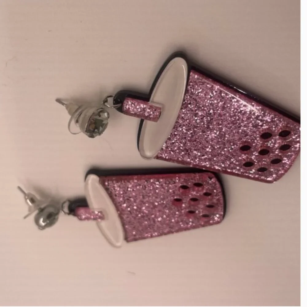 ⭐️❤️FREE Coffee Drink Boba Snack Sparkle Shiny Artsy Girly Rhinestone Earrings